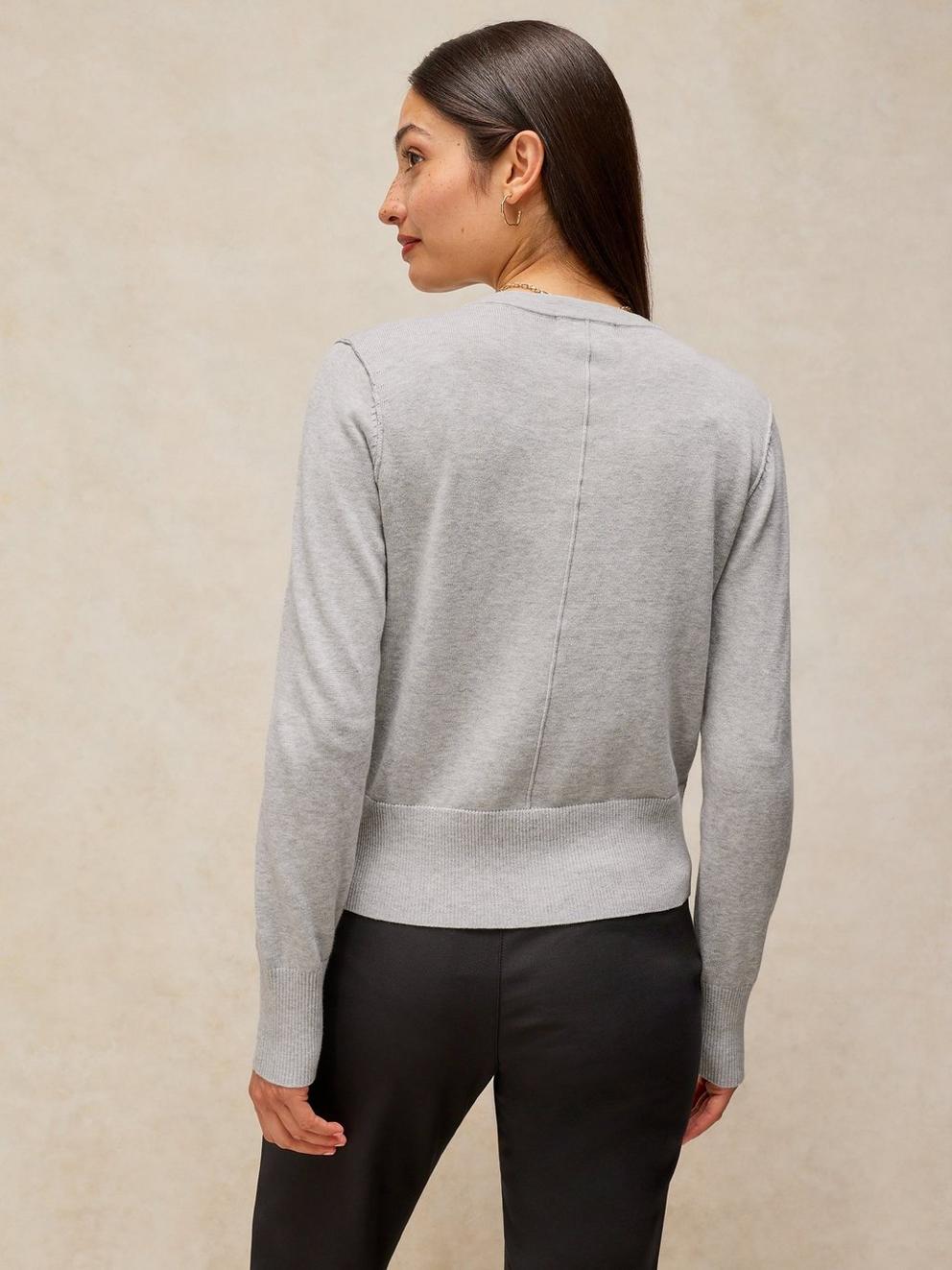 LOIS CARDI in GREY MARL - MODEL BACK