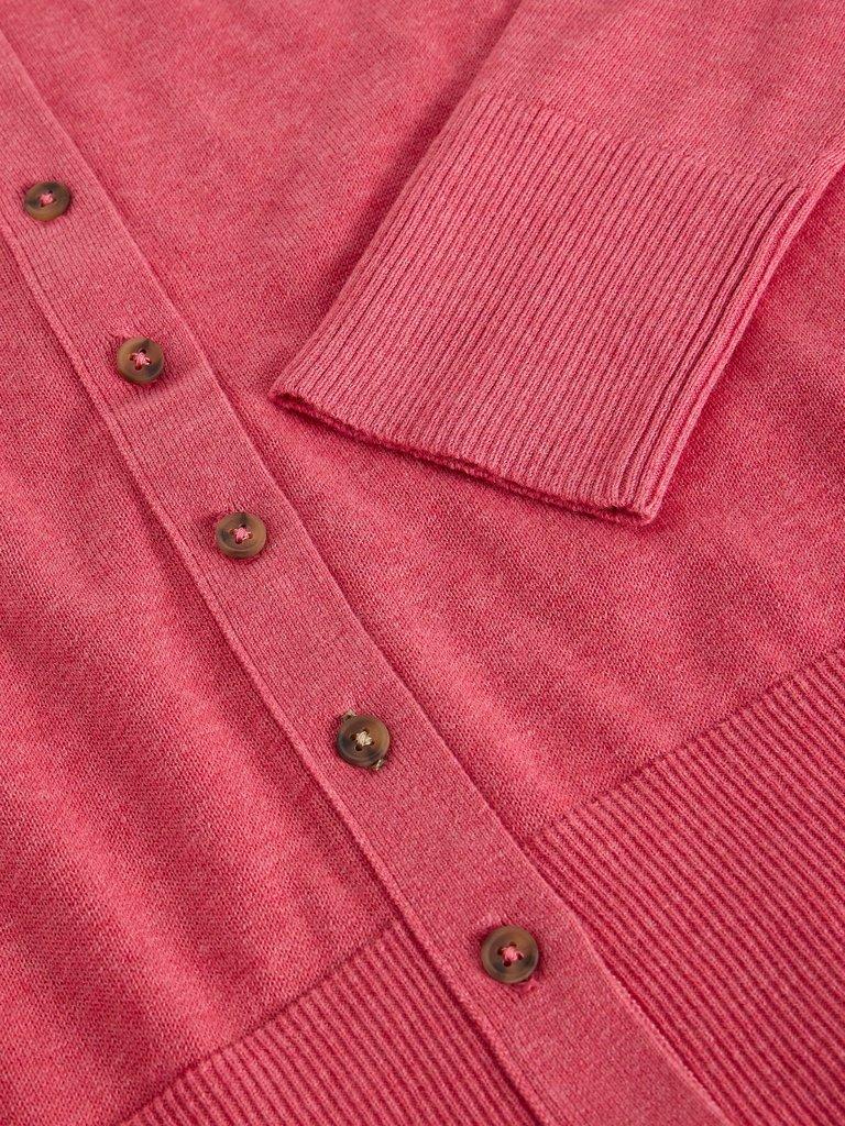 LOIS CARDI in MID PINK - FLAT DETAIL