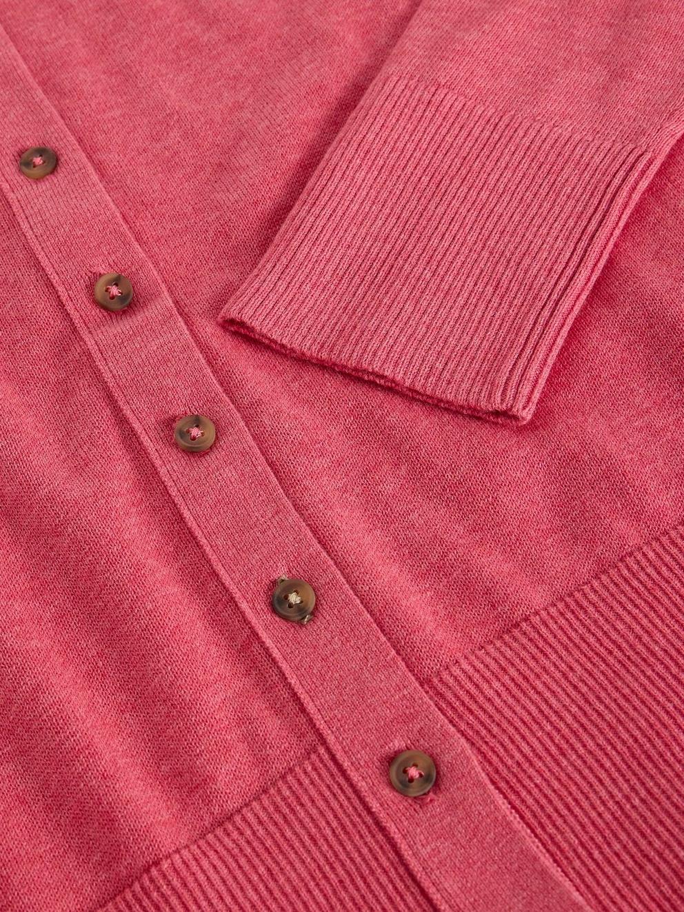 LOIS CARDI in MID PINK - FLAT DETAIL