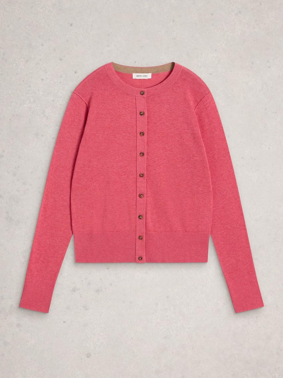 LOIS CARDI in MID PINK - FLAT FRONT
