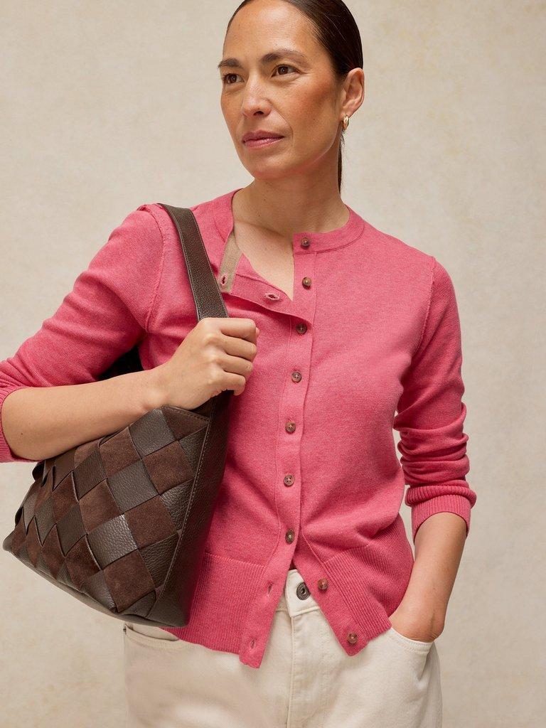 LOIS CARDI in MID PINK - MODEL DETAIL