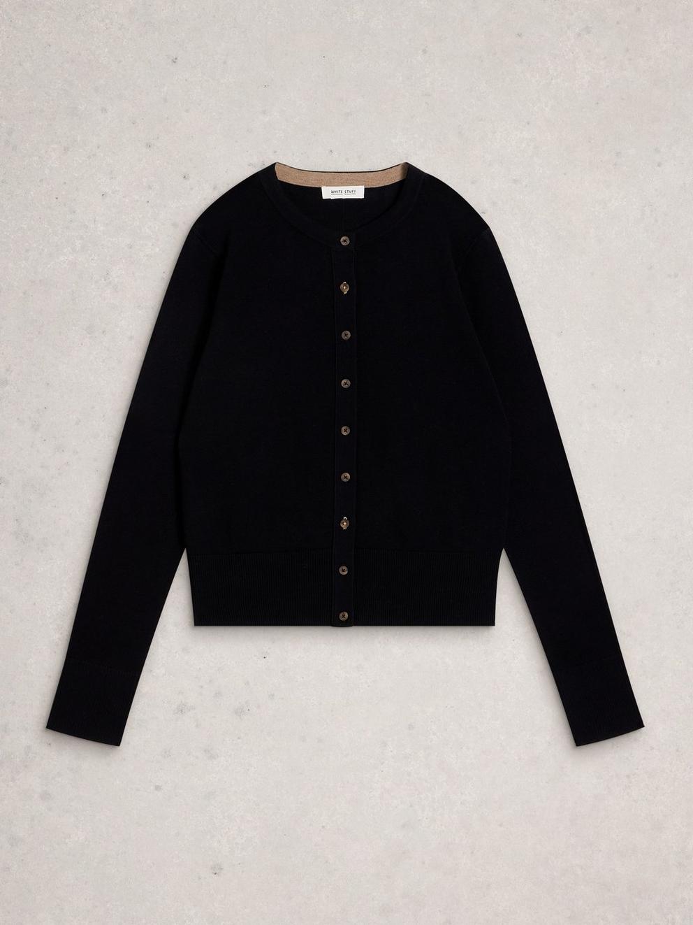 LOIS CARDI in PURE BLK - FLAT FRONT