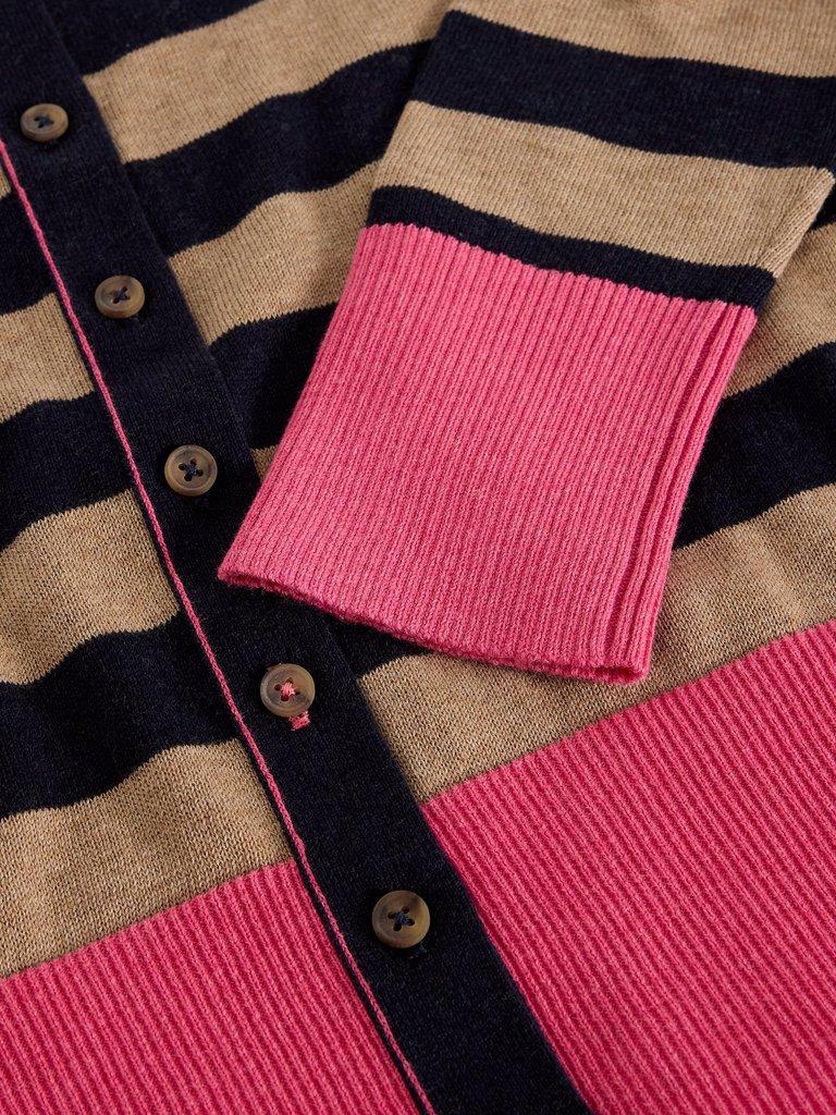 LOIS STRIPE CARDI in NAVY MULTI - FLAT DETAIL