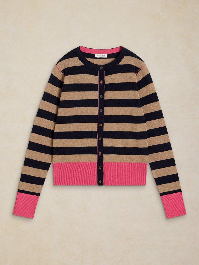 LOIS STRIPE CARDI in NAVY MULTI - FLAT FRONT
