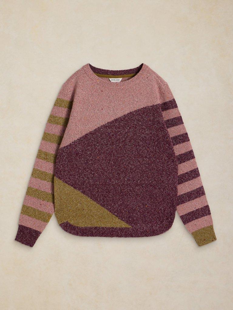 TALIA NEP ABSTRACT JUMPER in PLUM MLT - FLAT FRONT