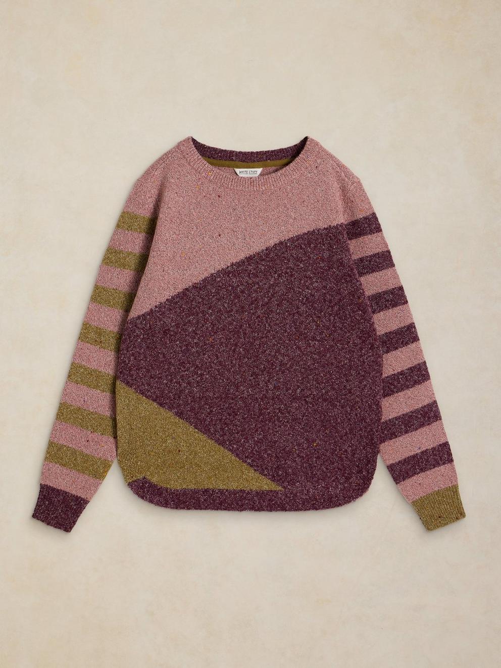 TALIA NEP ABSTRACT JUMPER in PLUM MLT - FLAT FRONT