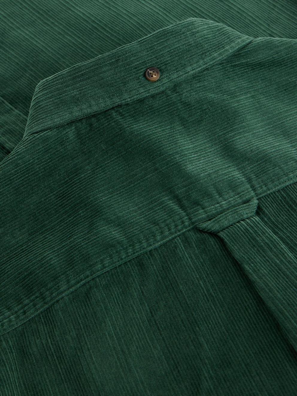 GRIFFIN CORD SHIRT in DK GREEN - FLAT DETAIL