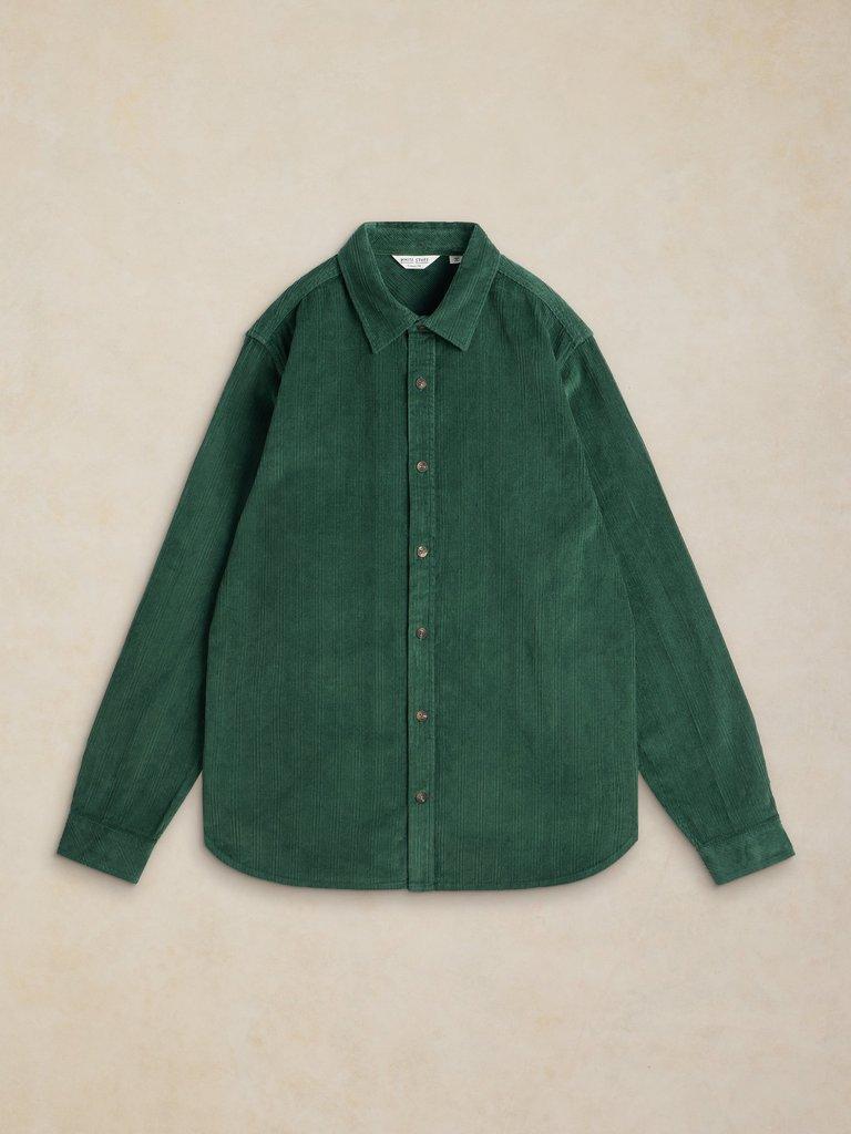 GRIFFIN CORD SHIRT in DK GREEN - FLAT FRONT