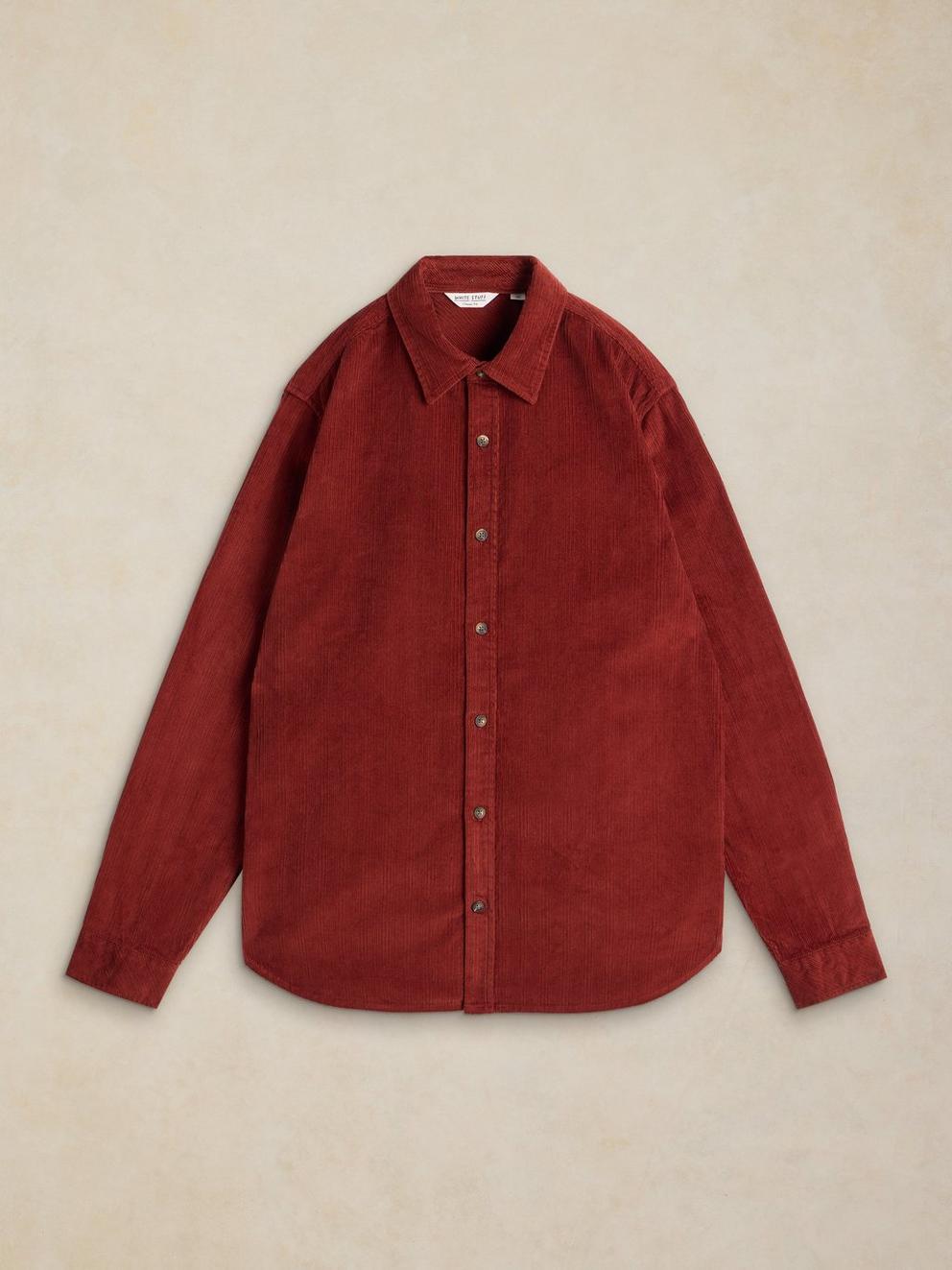 GRIFFIN CORD SHIRT in DK RED - FLAT FRONT