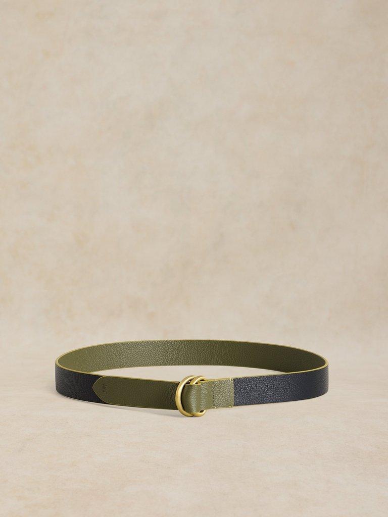 REVERSIBLE DRING BELT in GREEN MLT - FLAT BACK
