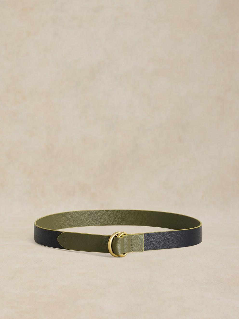 REVERSIBLE DRING BELT in GREEN MLT - FLAT BACK