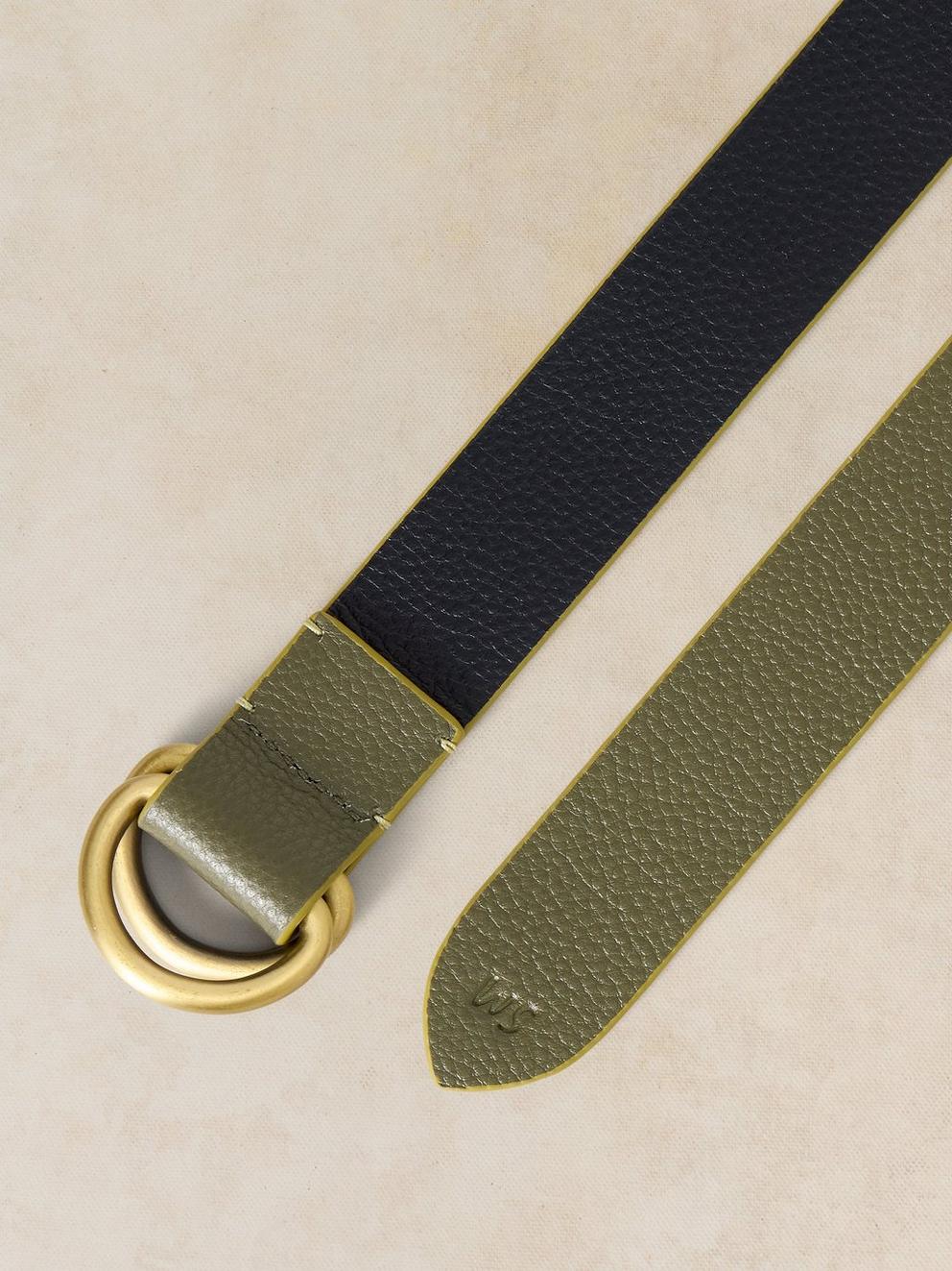 REVERSIBLE DRING BELT in GREEN MLT - FLAT DETAIL