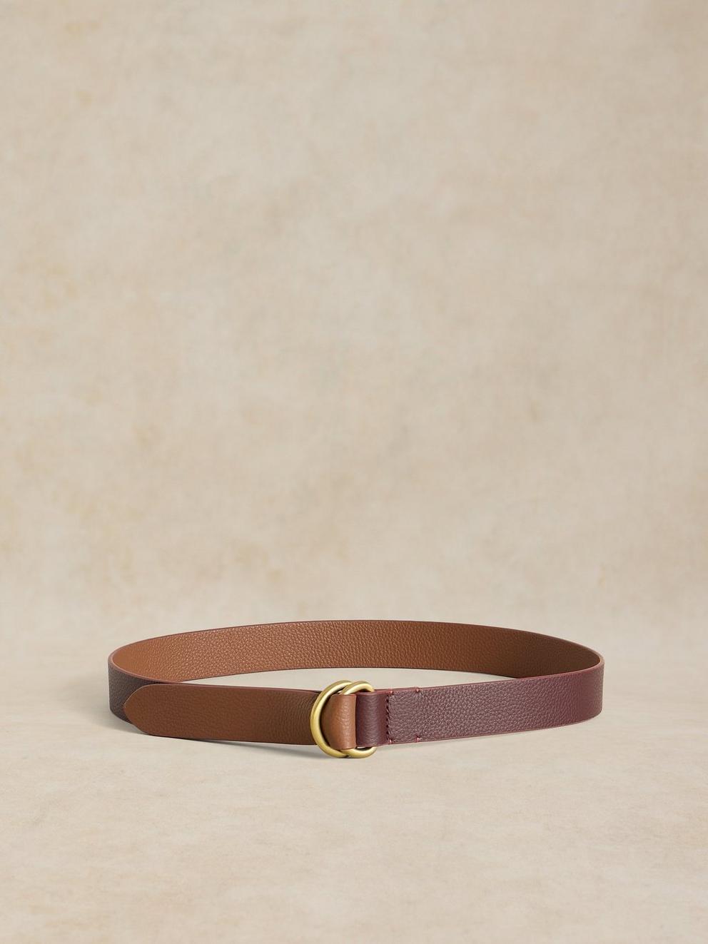 REVERSIBLE DRING BELT in TAN MULTI - FLAT BACK