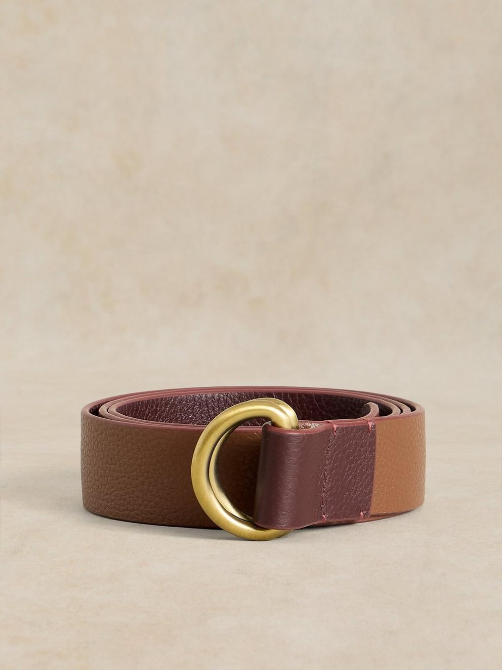 REVERSIBLE DRING BELT in TAN MULTI - FLAT FRONT