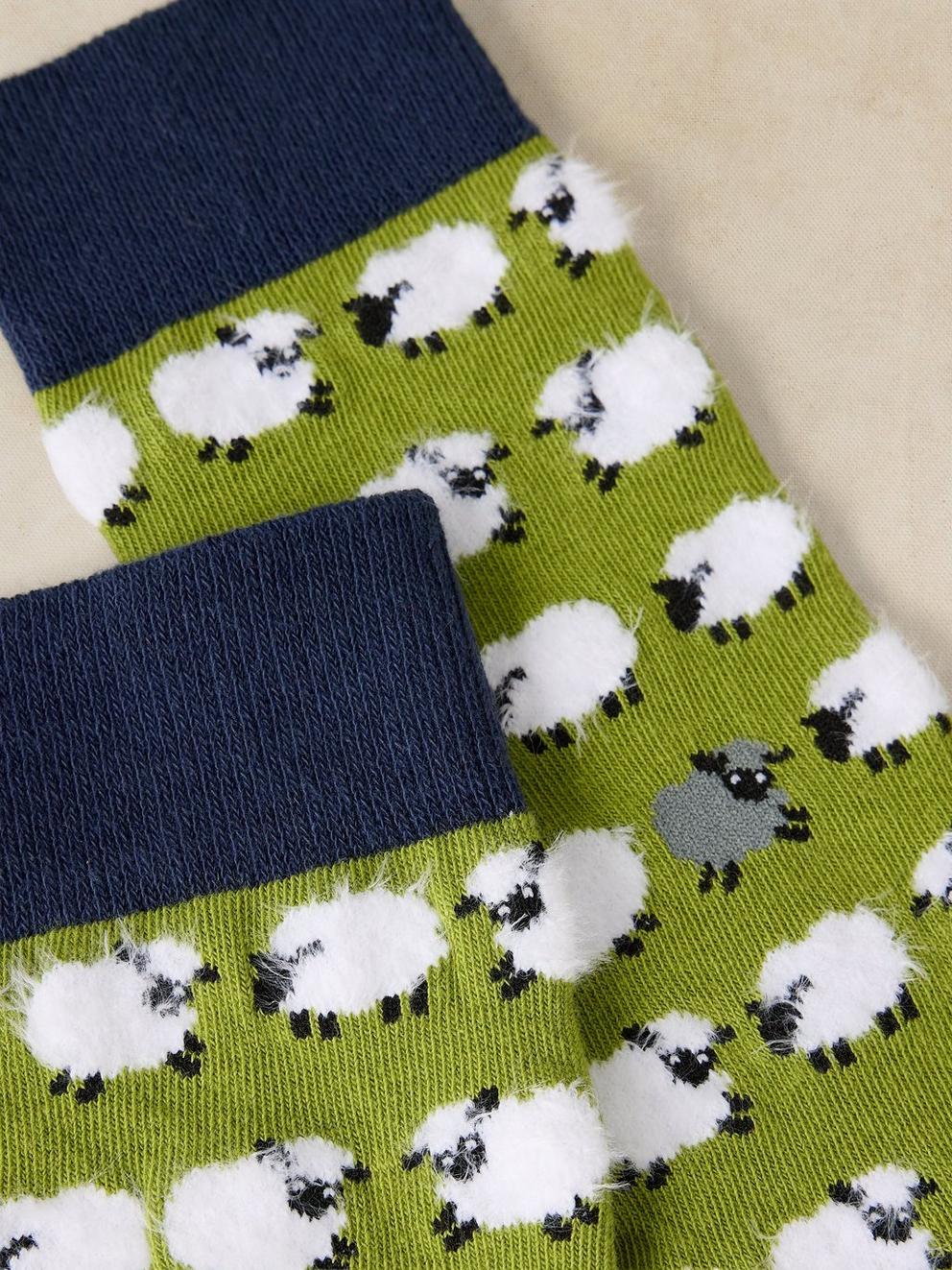 MINI SHEEP ANKLE SOCK in BRT GREEN - FLAT DETAIL