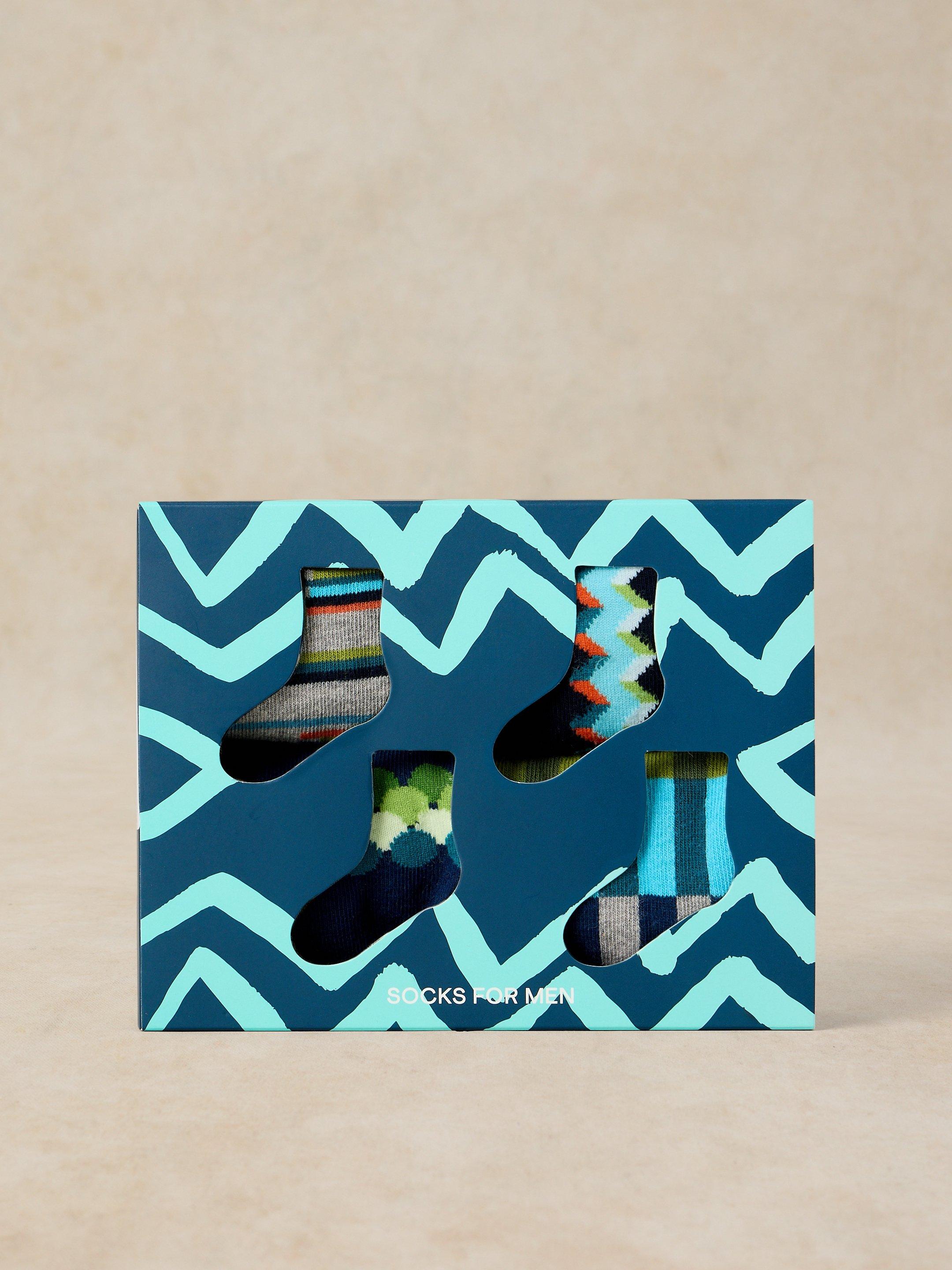 4PK MIXED GEO ANKLE SOCKS