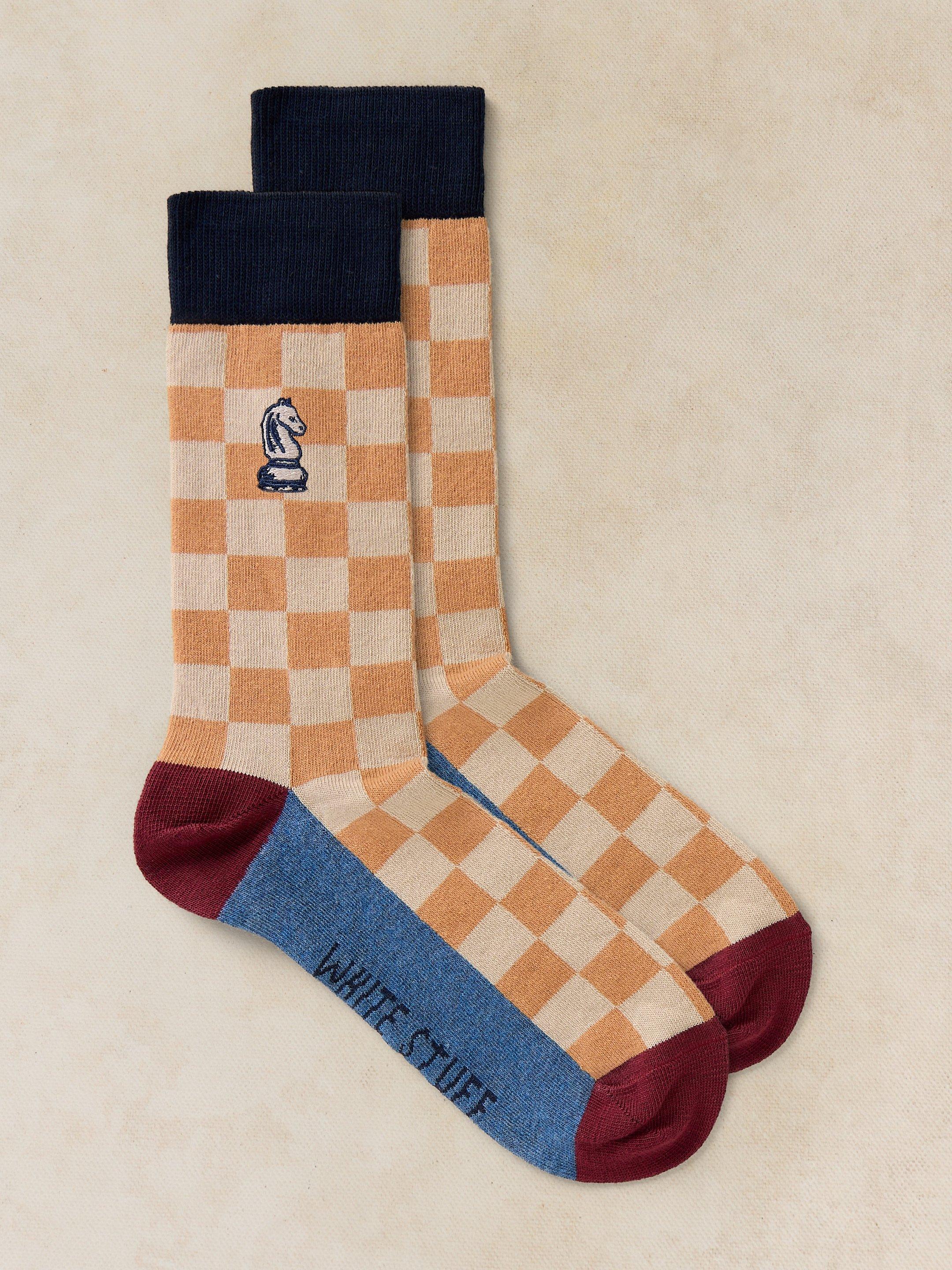 CHECKERBOARD EMBRODIERY SOCK