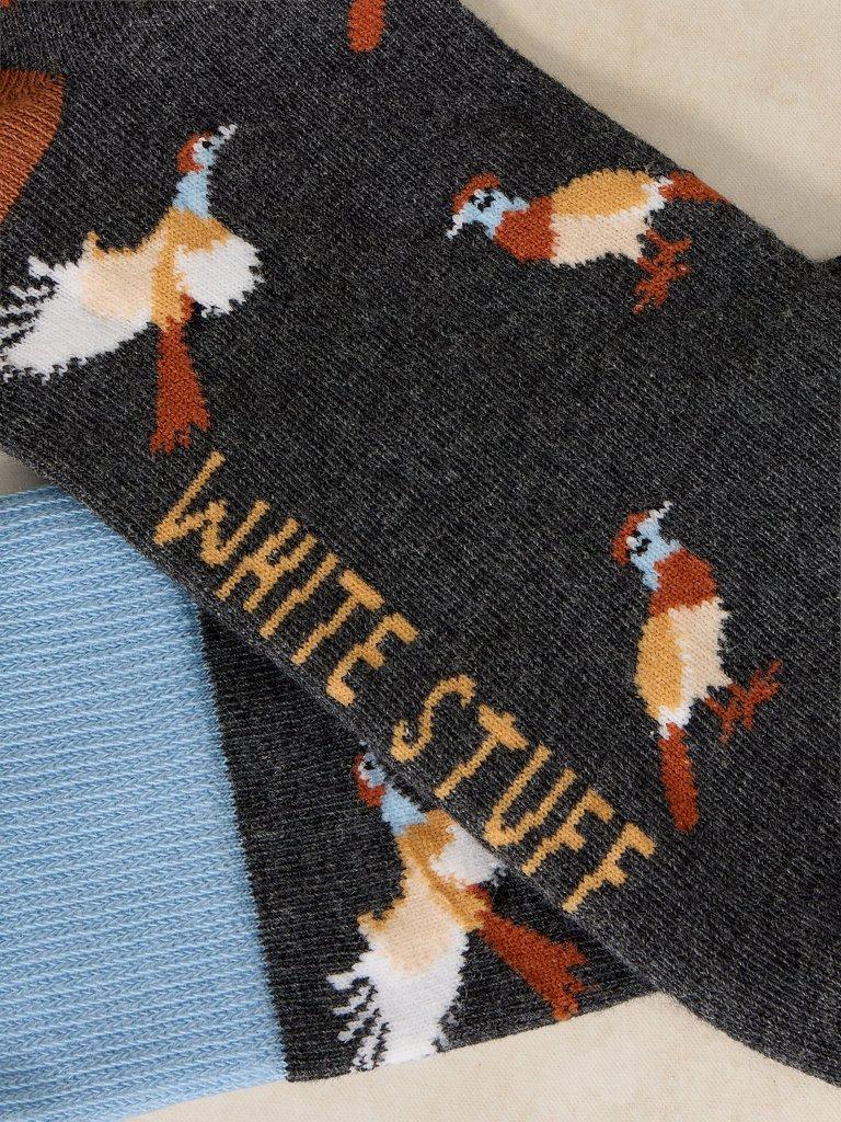 ALL OVER PHEASANT ANKLE SOCK in DK GREY - FLAT DETAIL
