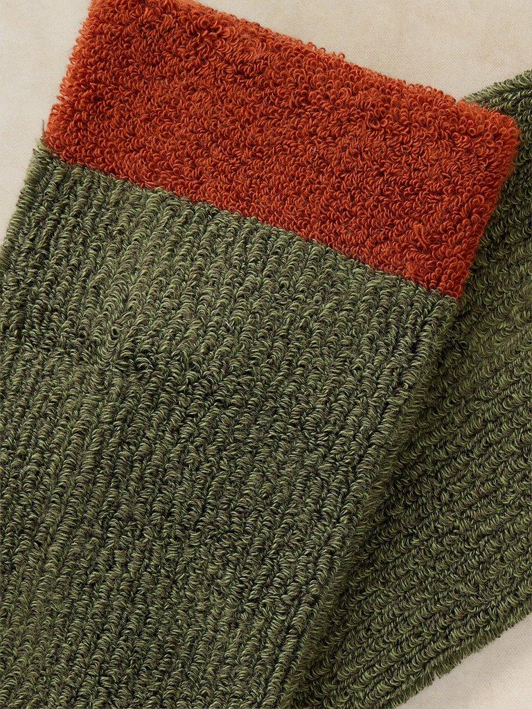CORD LOOK ANKLE SOCK in DK GREEN - FLAT DETAIL
