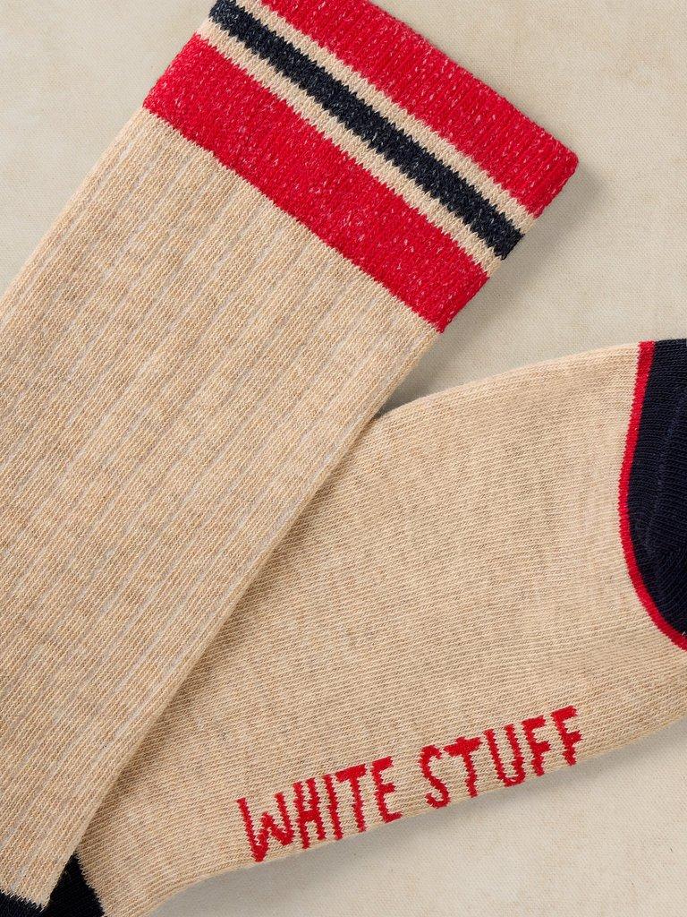 RIB STRIPE ANKLE SOCK in NAT MLT - FLAT DETAIL