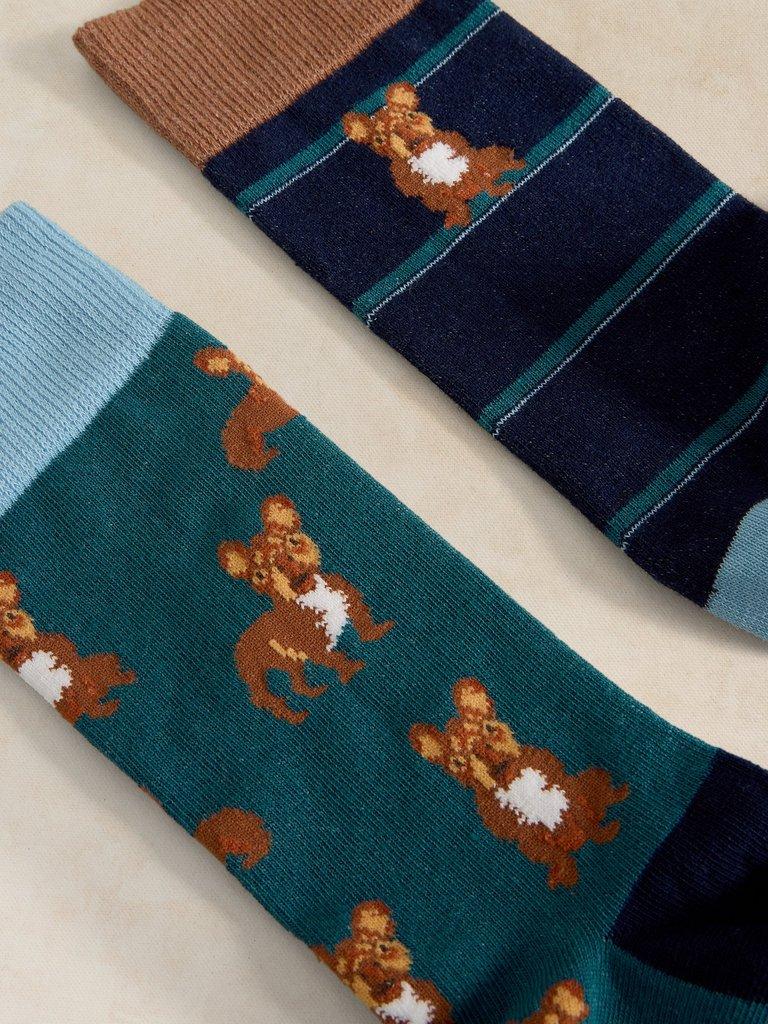 2PK FRENCHIE ANKLE SOCK in DK TEAL - FLAT DETAIL