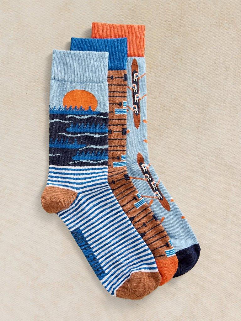 3PK REGATTA ANKLE SOCKS in LGT BLUE - FLAT FRONT