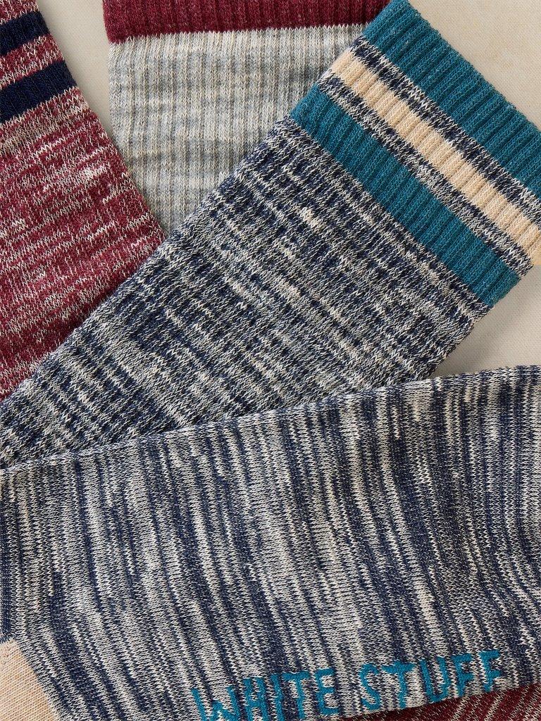 3PK SPORT RIB ANKLE SOCKS in BLUE MLT - FLAT DETAIL