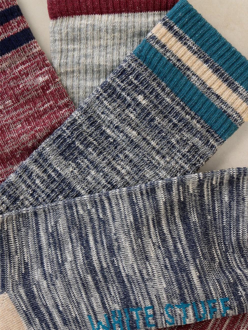 3PK SPORT RIB ANKLE SOCKS in BLUE MLT - FLAT DETAIL