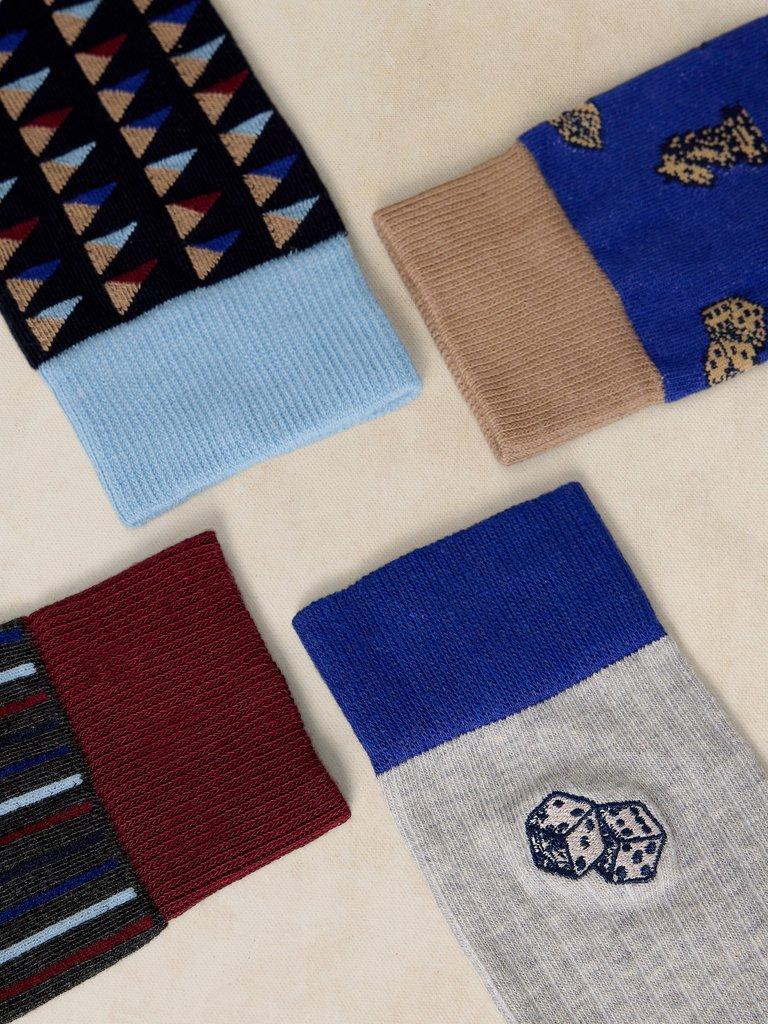 4PK LUCKY DAY ANKLE SOCKS in BLUE MLT - FLAT DETAIL