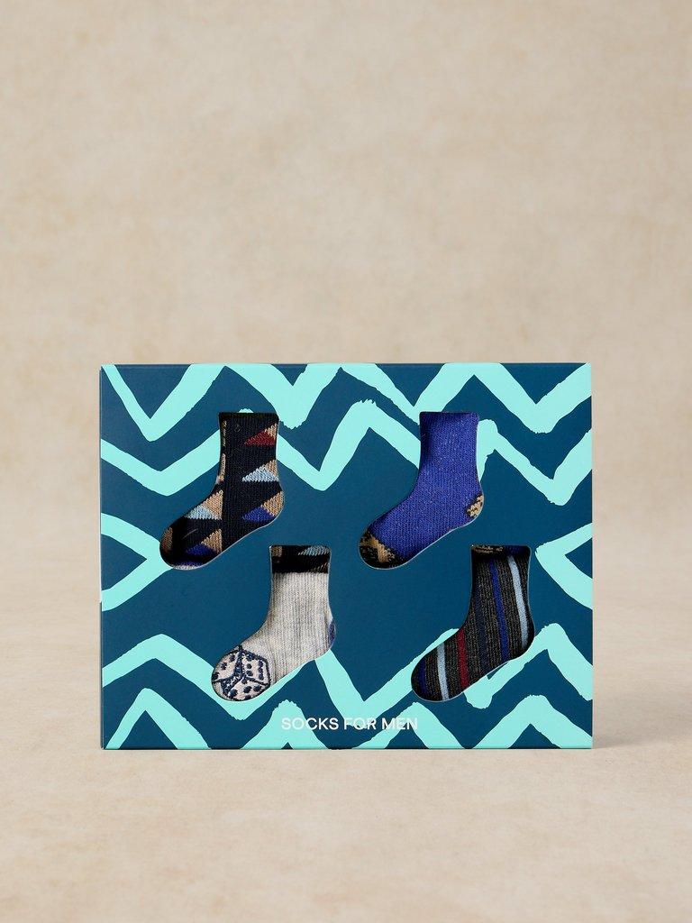 4PK LUCKY DAY ANKLE SOCKS in BLUE MLT - LIFESTYLE
