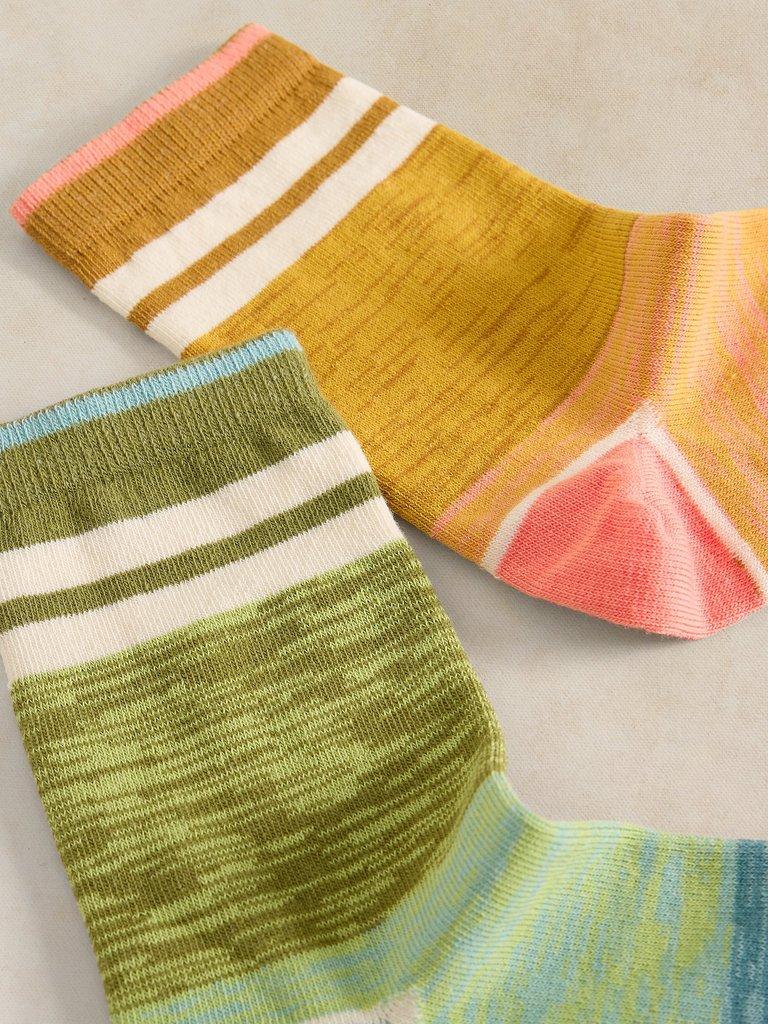 2PK SPORT GRADIENT ANKLE SOCK in YELLOW MLT - FLAT DETAIL