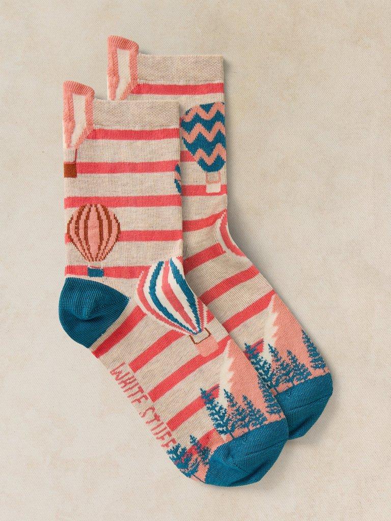 HOT AIR BALLOON ANKLE SOCK in NAT MLT - FLAT FRONT