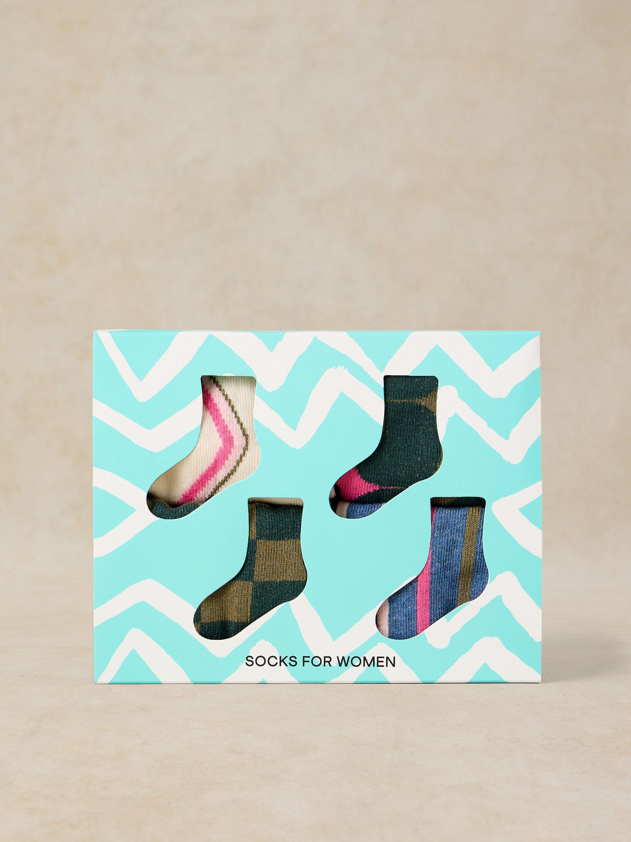4PK GEO PRINT ANKLE SOCKS
