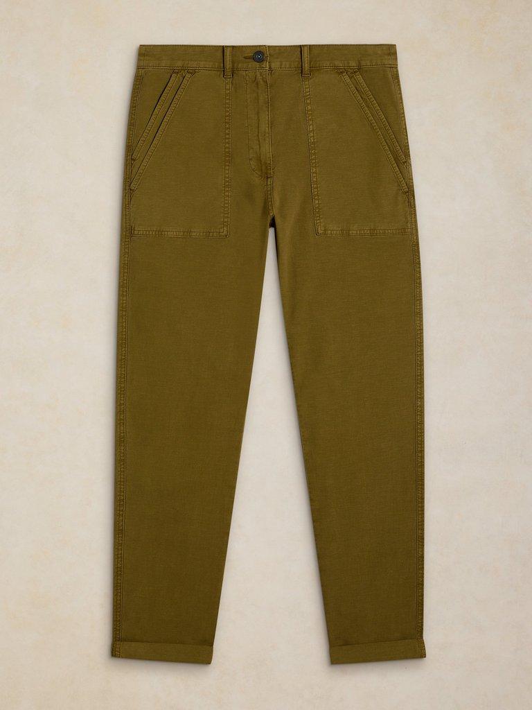 TWISTER CHINO TROUSER in KHAKI GRN - FLAT FRONT