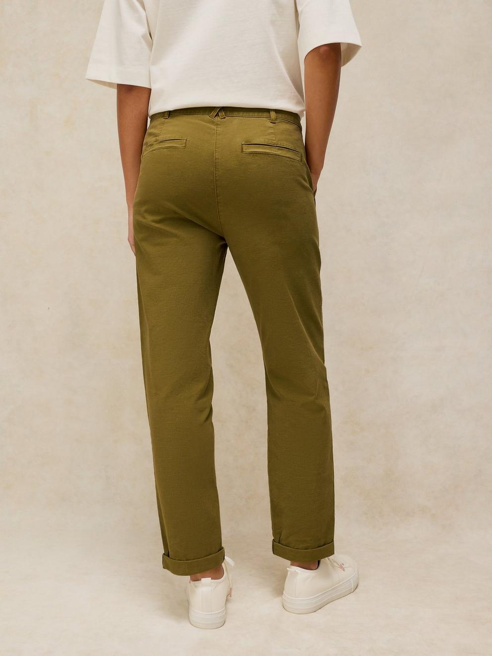 TWISTER CHINO TROUSER in KHAKI GRN - MODEL BACK