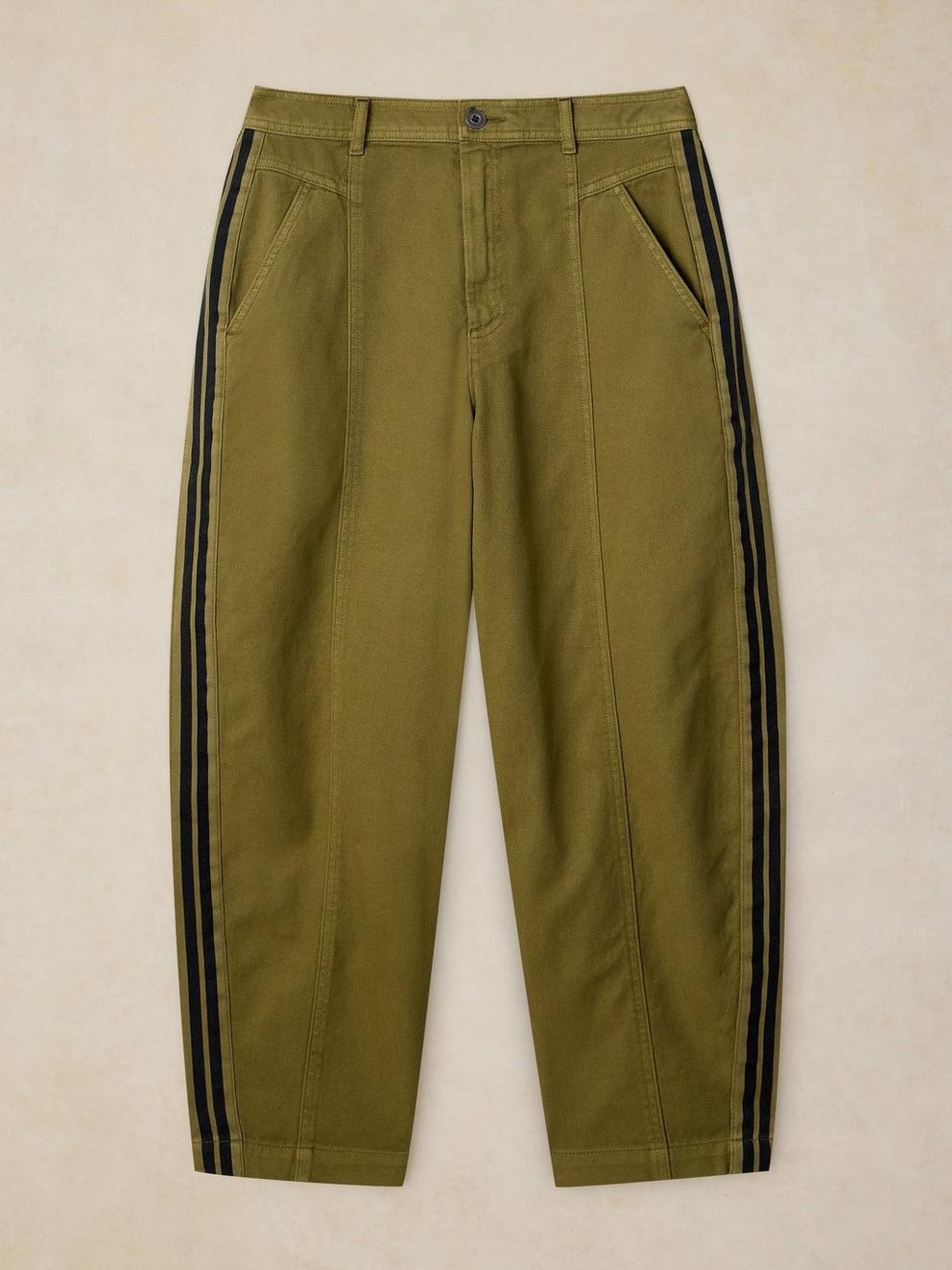 ADELINE UTILITY BARREL TROUSER in KHAKI GRN - FLAT FRONT