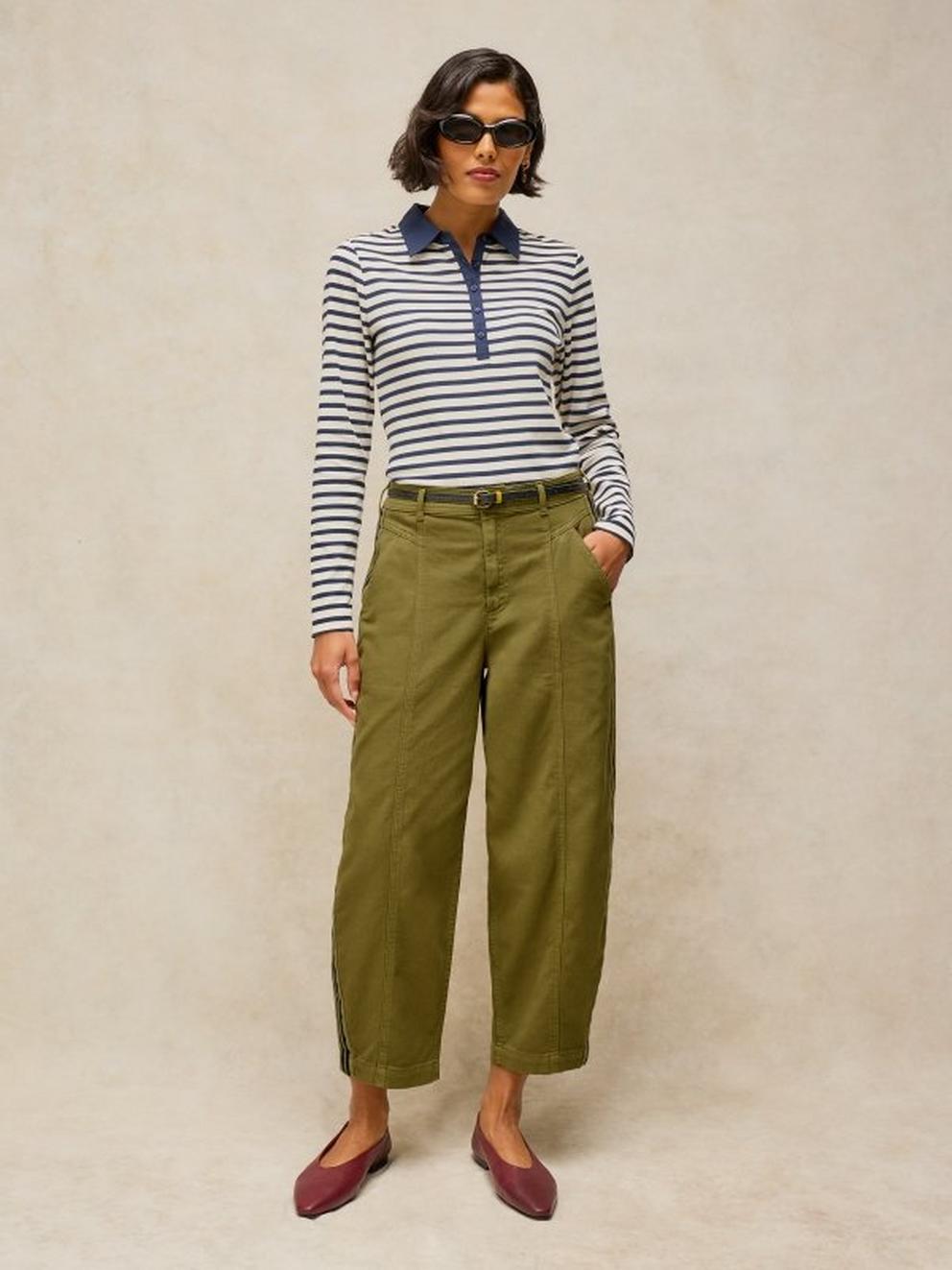 ADELINE UTILITY BARREL TROUSER in KHAKI GRN - LIFESTYLE