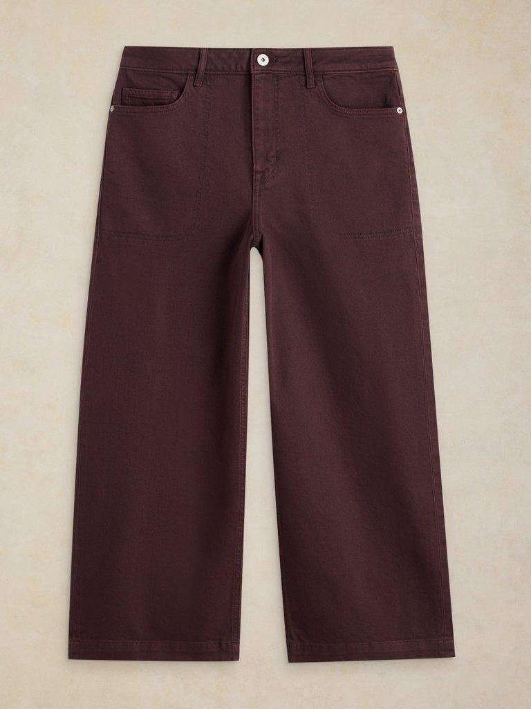 TIA WIDE LEG CROP JEAN in DK BROWN - FLAT FRONT