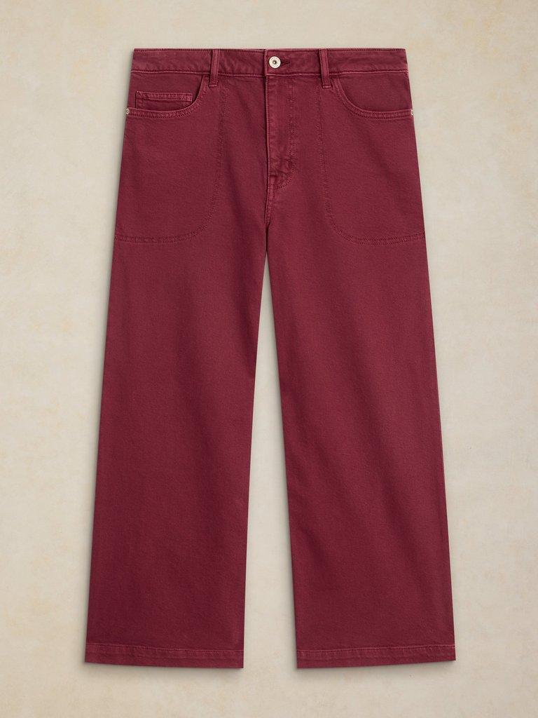 TIA WIDE LEG CROP JEAN in DK PLUM - FLAT FRONT