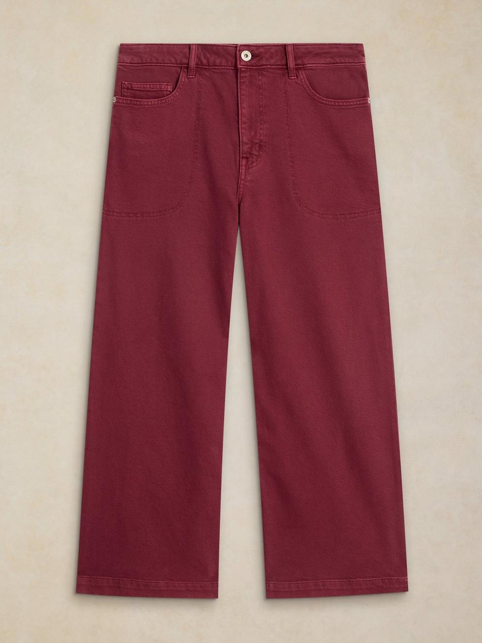 TIA WIDE LEG CROP JEAN in DK PLUM - FLAT FRONT