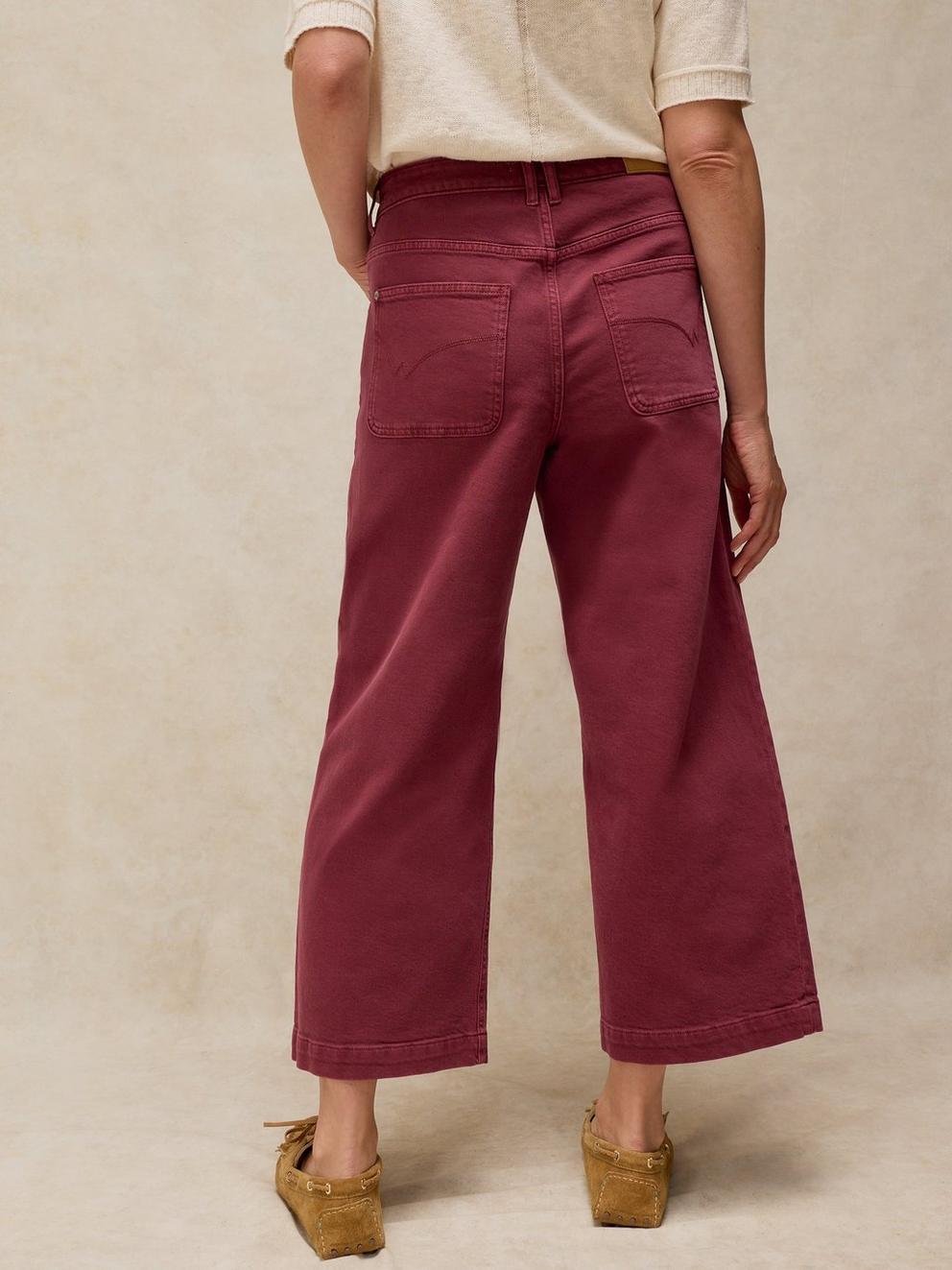 TIA WIDE LEG CROP JEAN in DK PLUM - MODEL BACK