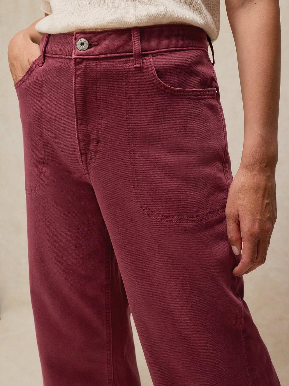 TIA WIDE LEG CROP JEAN in DK PLUM - MODEL DETAIL