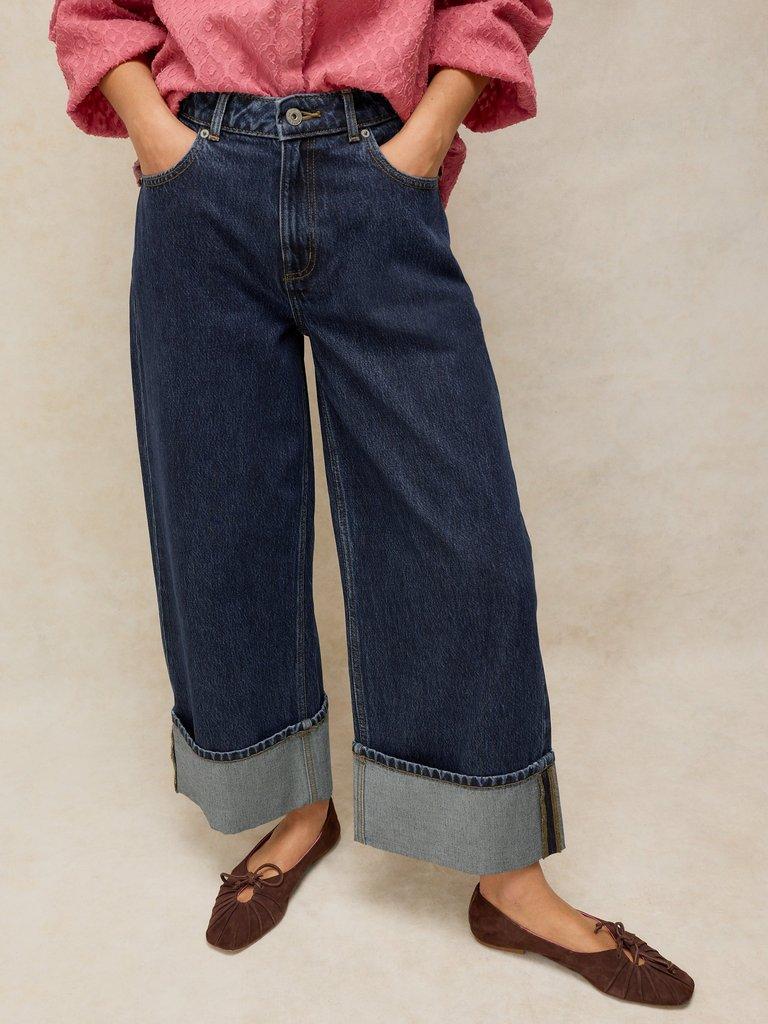 BAILEY STRAIGHT TURN UP JEANS in DK DENIM - LIFESTYLE