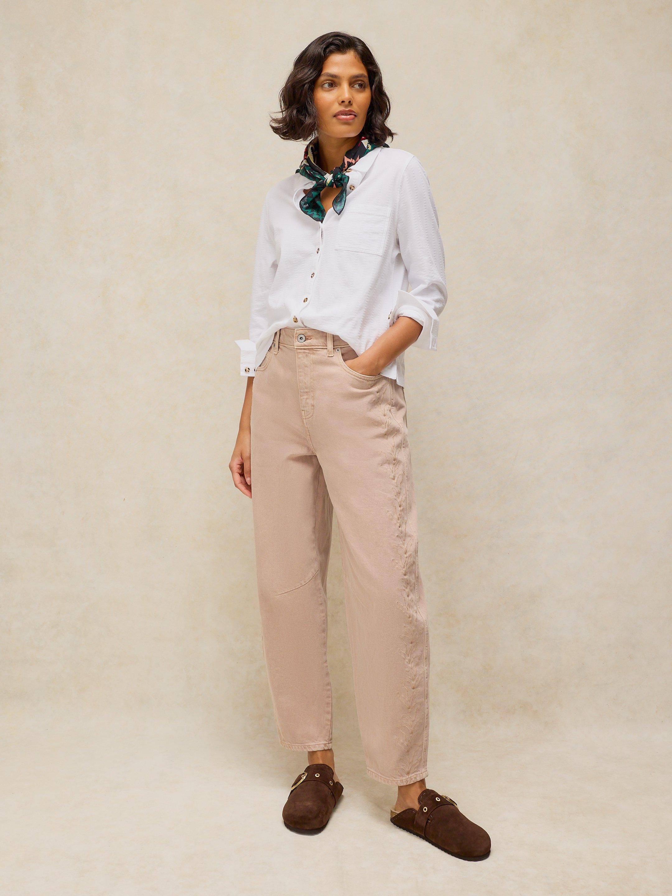 AUBREY EMBROIDERED BARREL JEAN