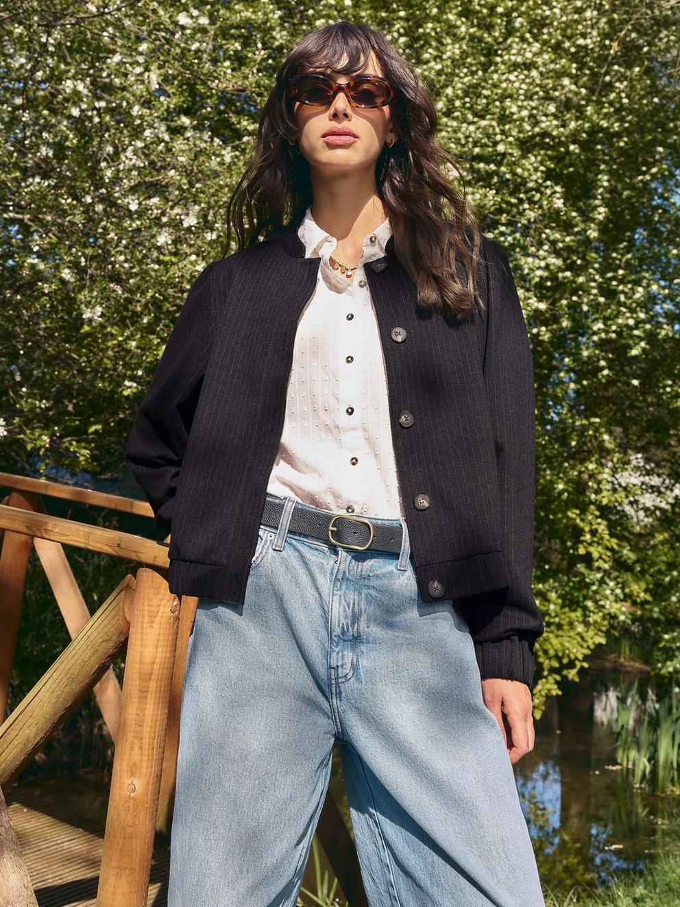 BONNIE BOMBER JACKET in NAVY MULTI - MIXED