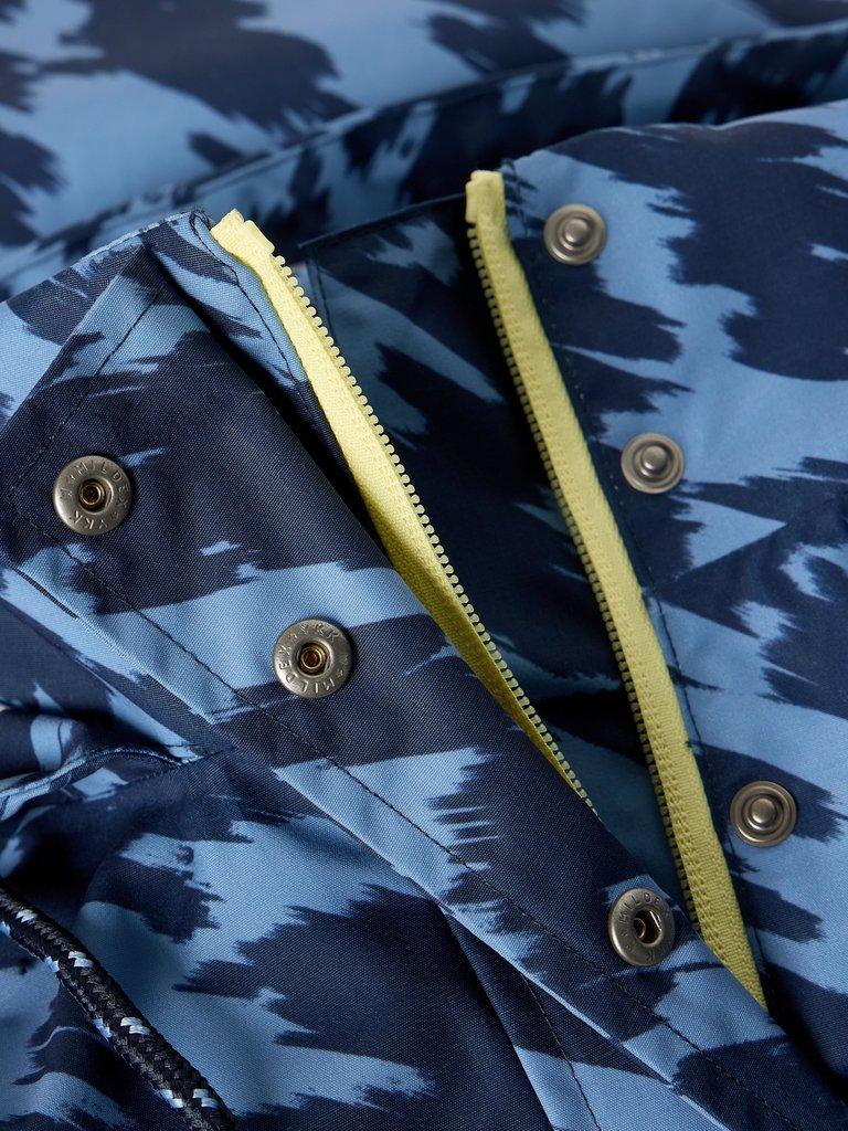 BETH SHORT WATERPROOF COAT in NAVY MULTI - FLAT DETAIL