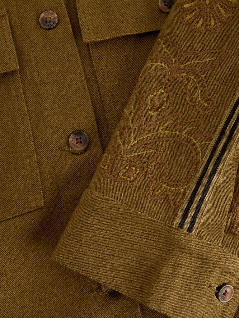 JADE EMBROIDERED JACKET in KHAKI GRN - FLAT DETAIL
