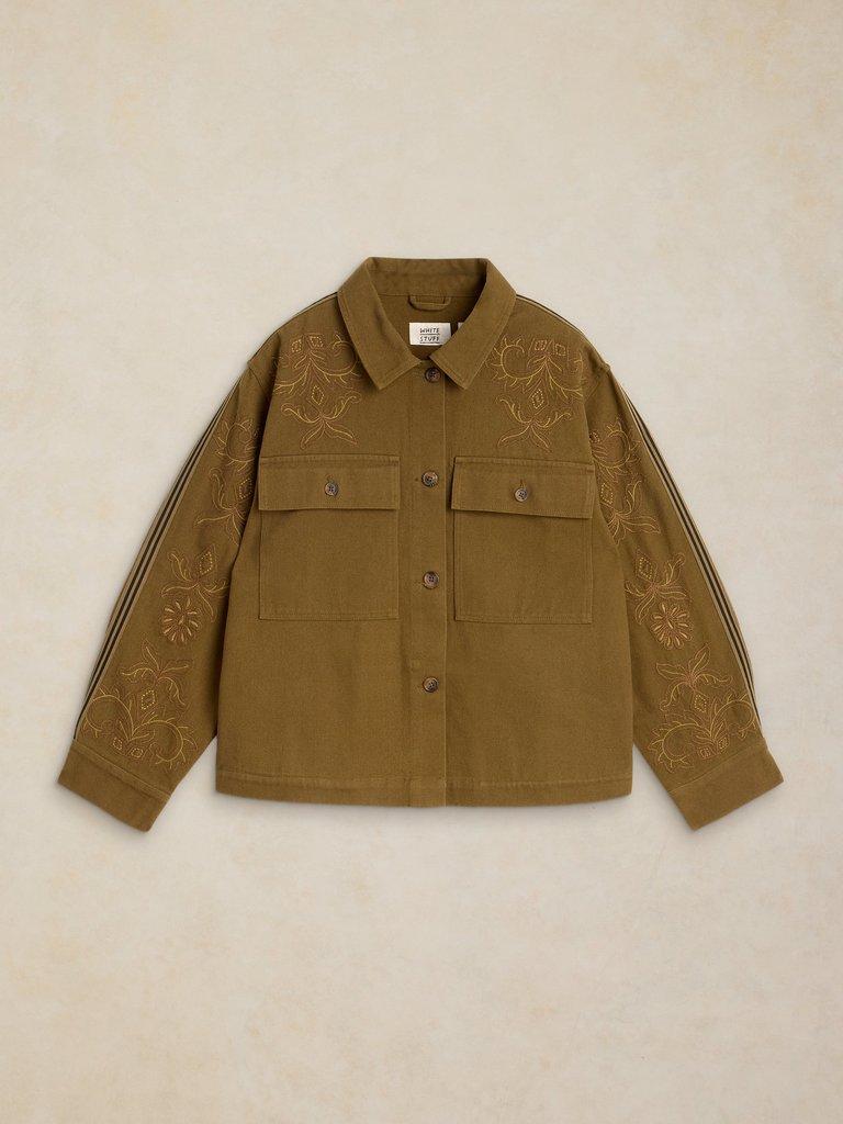 JADE EMBROIDERED JACKET in KHAKI GRN - FLAT FRONT