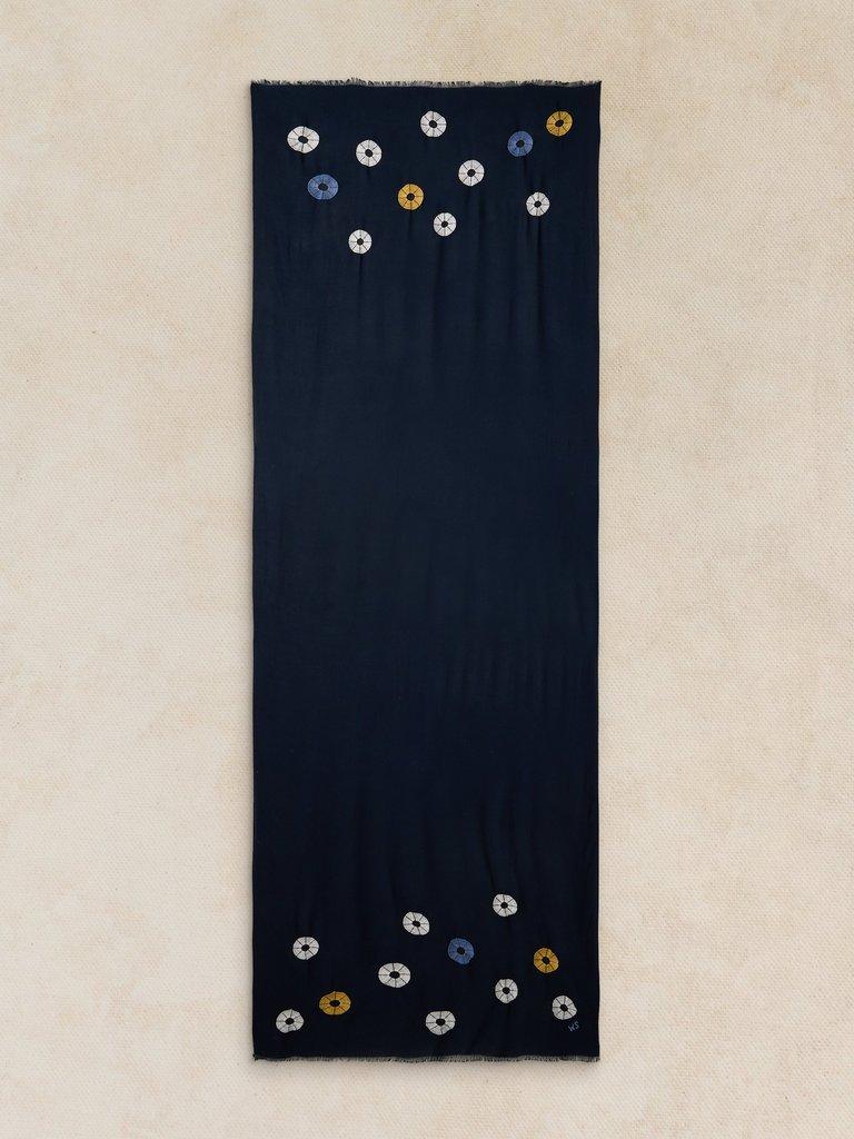 EMBROIDERED SCARF in NAVY PR - FLAT BACK