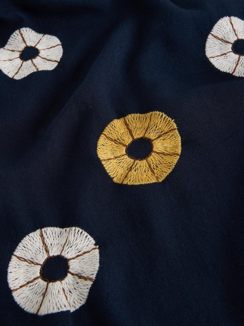 EMBROIDERED SCARF in NAVY PR - FLAT DETAIL